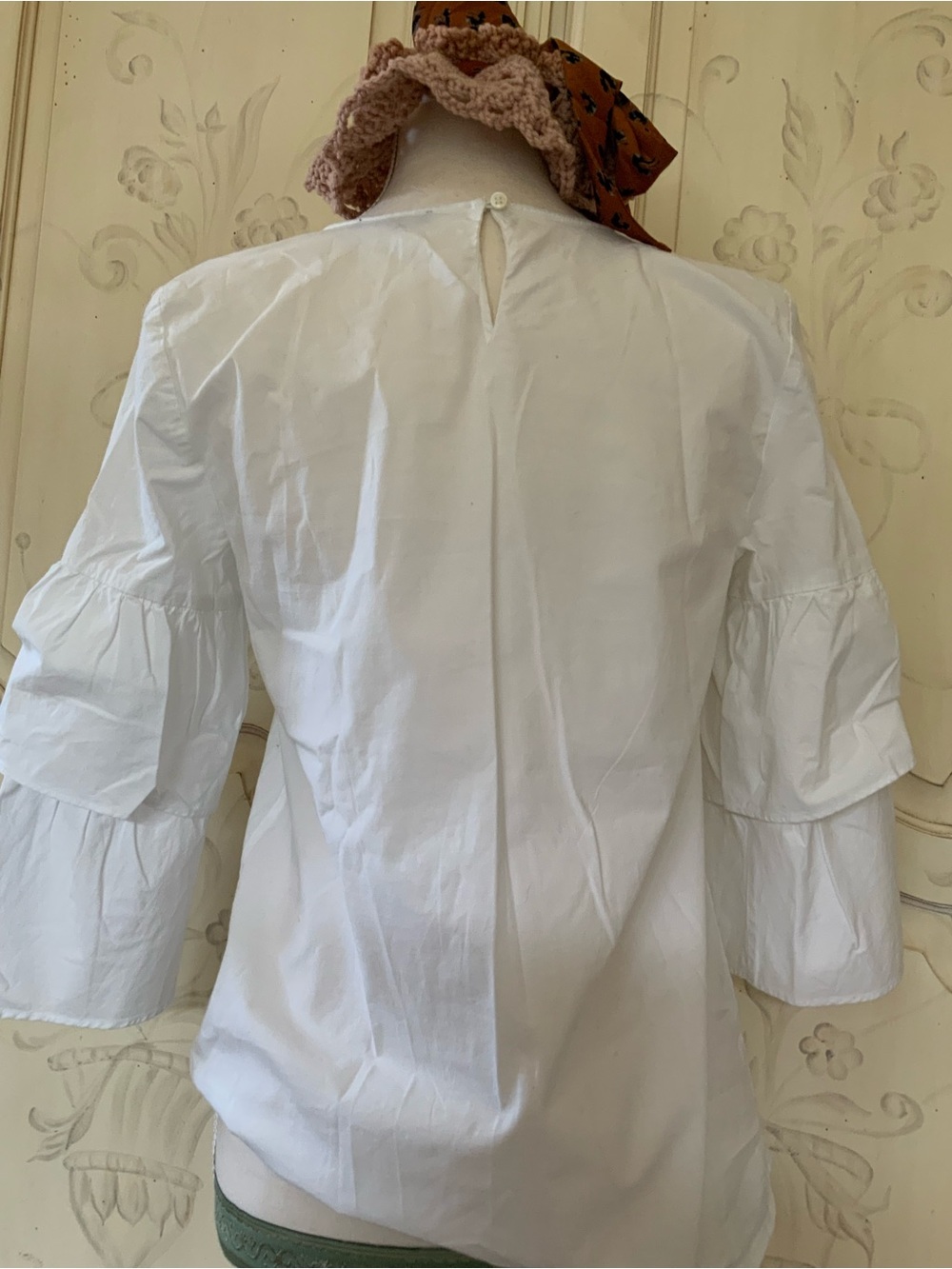 J.Crew Mercantile Crisp White Mid-Length Ruffle Sleeve Top - Picture 6 of 6